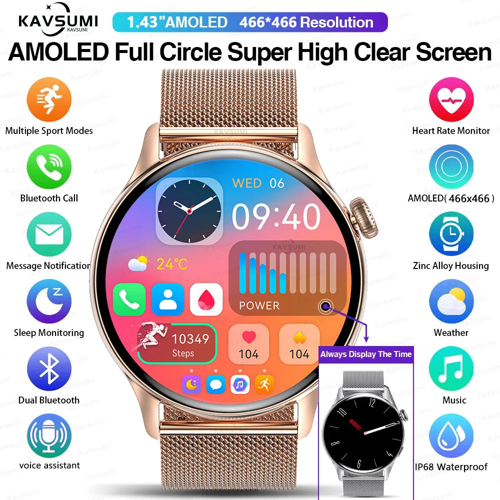 2025 NFC Smart Watch Amoled HD GPS Track Sports Heart Rate Bluetooth Call Waterproof Ladies Women Smartwatch For Huawei Xiaomi.