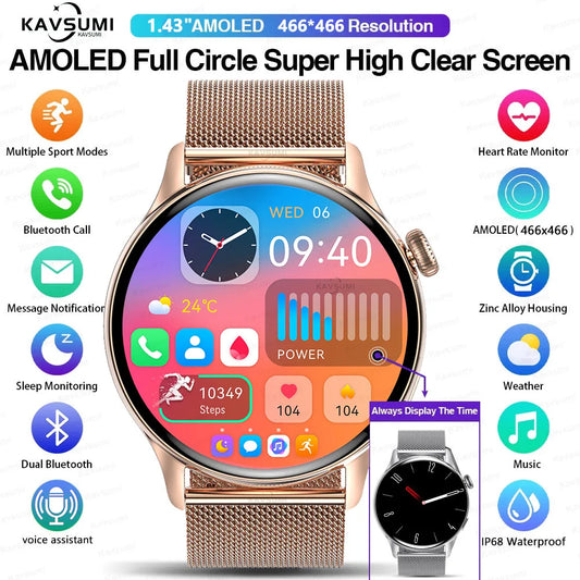 2025 NFC Smart Watch Amoled HD GPS Track Sports Heart Rate Bluetooth Call Waterproof Ladies Women Smartwatch For Huawei Xiaomi.