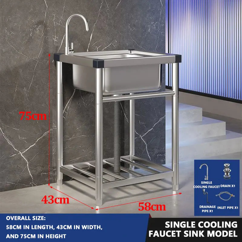 Wash Basin 304 Stainless Steel Sink with Bracket Single/double Sink Wash Basin For Kitchen, Garage, Laundry and Basement