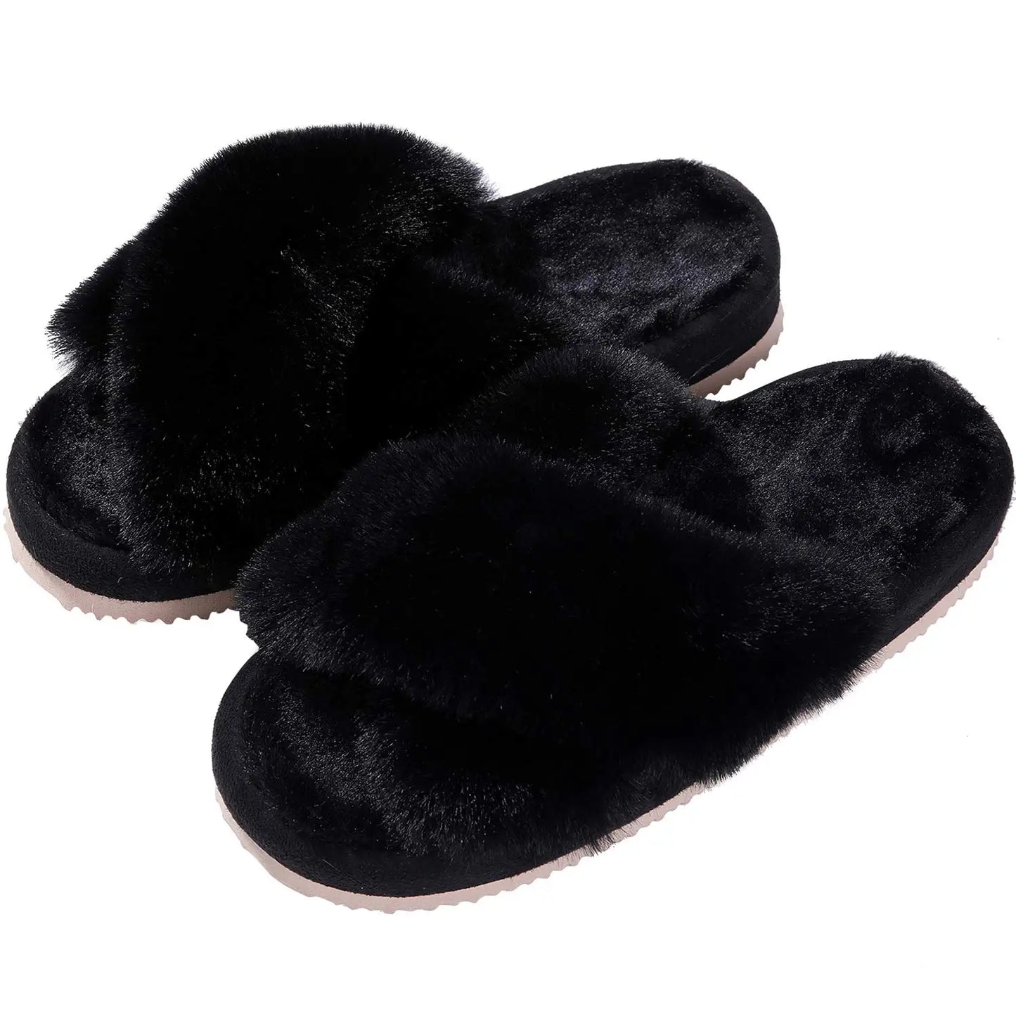 Litfun Fashion Fur Slippers For Women Winter Soft Bottom Cozy Fur Flip Flops Female Indoor Home Fluffy Short Plush Fuzzy Slides.