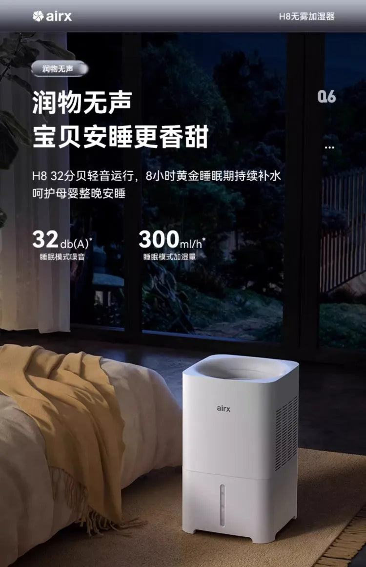 220V airx Humidifier No Mist Quiet Bedroom Cool Mist Evaporative for Baby Nursery Home Office Winter H8 BE.