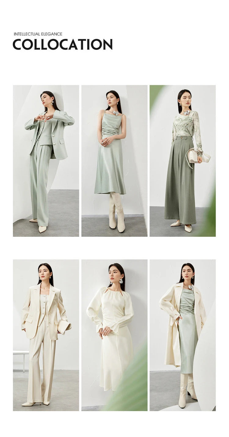 SENTUBILA 3 Piece Blazer Pant Suit Sets Women 2025 Autumn Suit Jacket Waistcoat Dress Pant Office Outfit Matching Set 141Z53565.