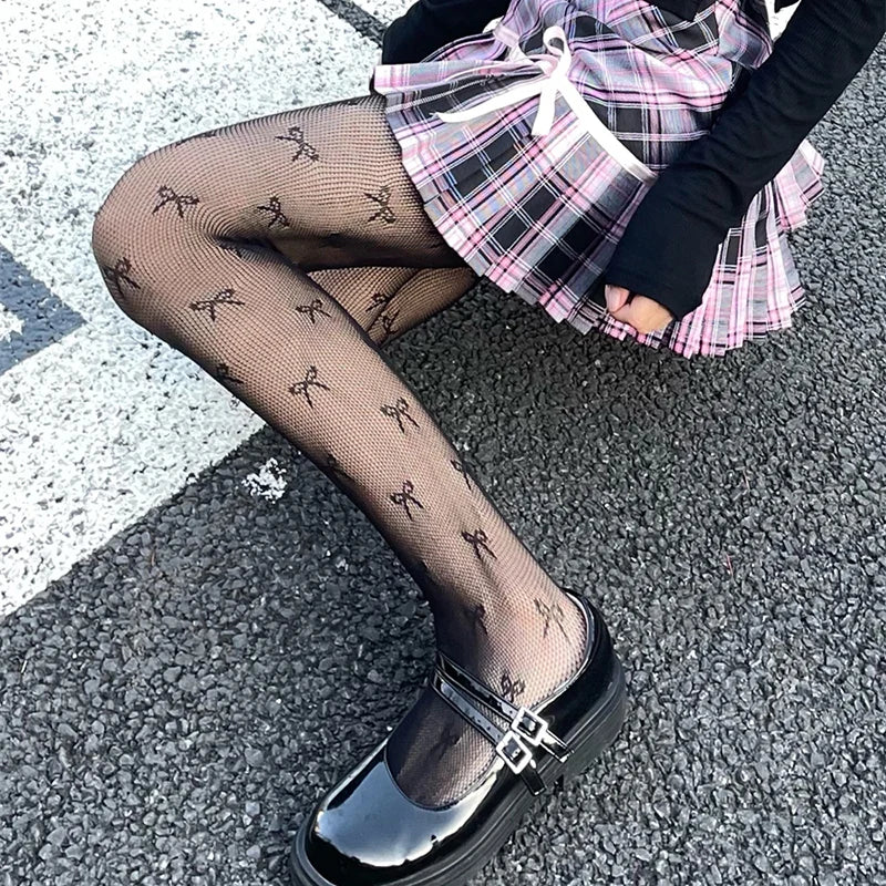 Woman Girls Fashion Gothic Fishnet Stockings Snake Skull Stripeds Socks Mesh Tights Panties Lolita Plus Size Pantyhose Leggings