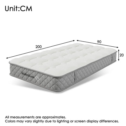 Orthopädische Kaltschaummatratze 90 x 200 cm, Matratze mit 7-Zonen-Taschenfederkernen, mittelfest – OEKO-TEX ®    Zertifiziert
