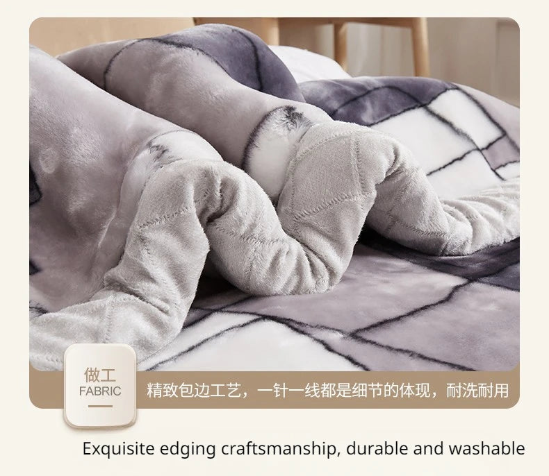Double-layer Thick Plush Blanket Warm Skin Friendly in Winter Quilt Multiple Non Shedding Prints High Quality Bedding Article