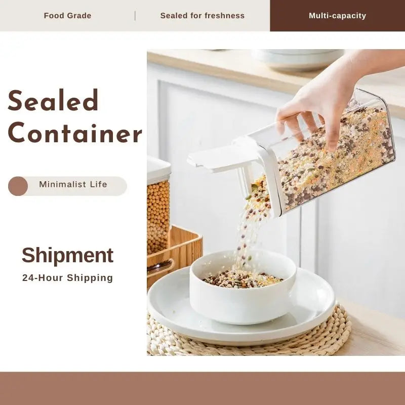 Kitchen Storage Pots, Food Storage Box for Rice Cereal,Pasta,Snacks, Food containers, Flip & Sealed & leak-proof.