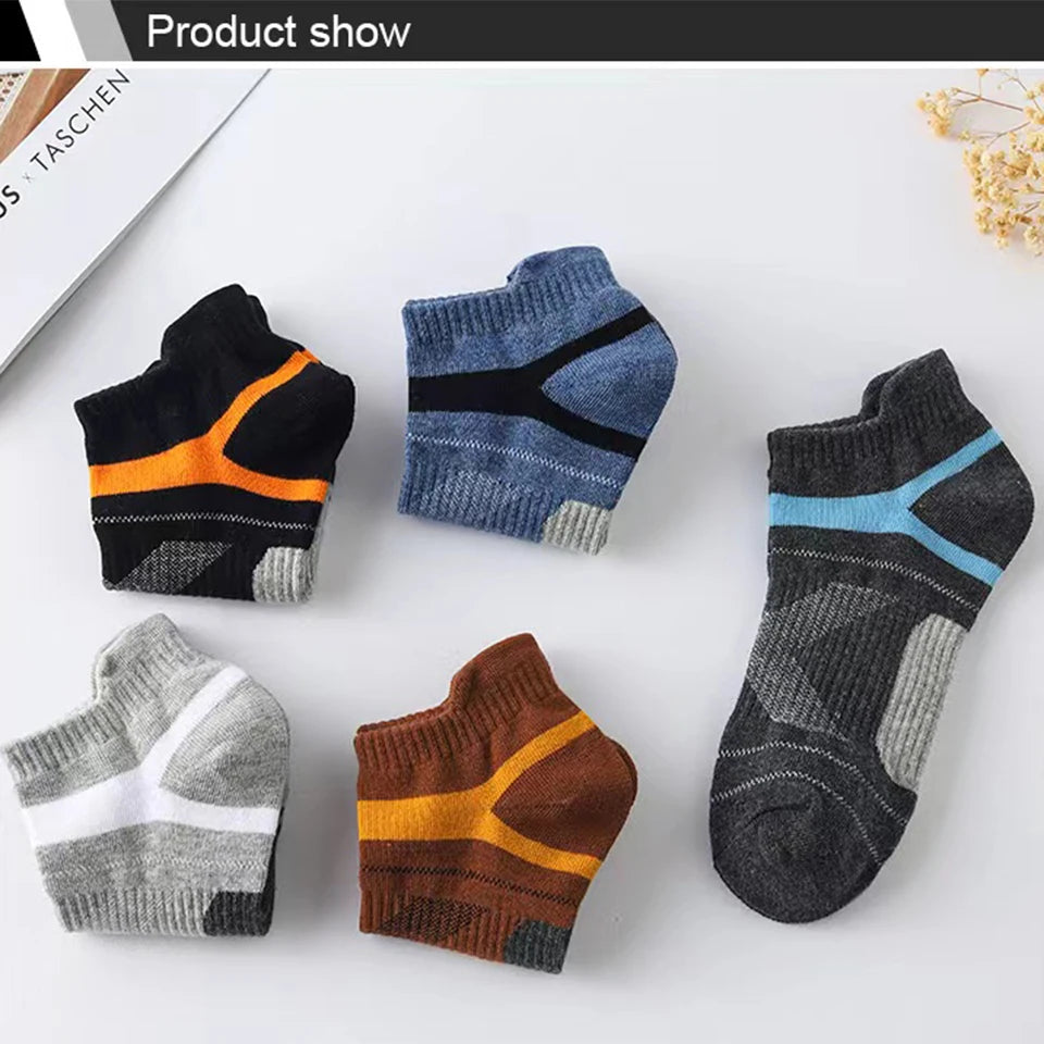 5 Pairs High Quality Socks Men Summer Outdoor Casual Cotton Socks Short Breathable Black Ankle Socks Run Sports Socks Size 38-45.