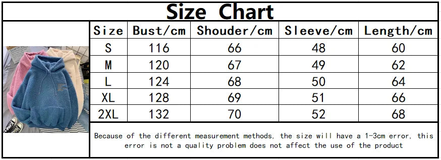 Autumn Winter Fashion Hooded Sweatshirt Women Korean Loose Solid Letter Tops Long Sleeve Warm Outfit Hoodie Lady Casual Street.