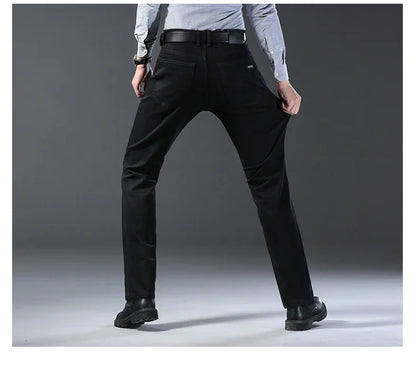 Wthinlee New Business Men's Jeans Casual Straight Stretch Fashion Classic Blue Black Work Denim Trousers Male Brand Clothing.