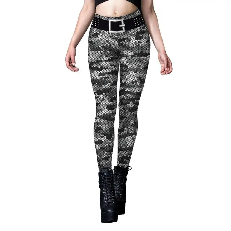 NADANBAO Leggings Women Sporty Pants Camouflage Green Star print Outdoor Hiking Fitness Workout Elastic Sexy Tights Trousers