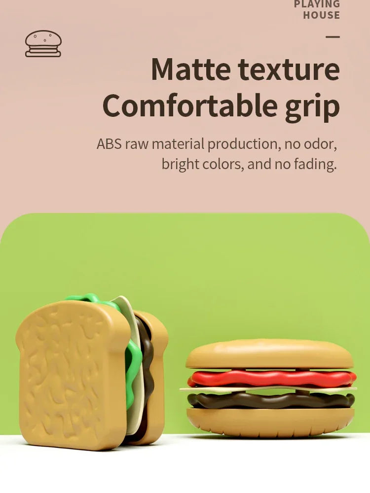 9 PCS Set Detachable Plastic Snack Hamburger Pretend Toy Kids Kitchen Play House Food Toy.