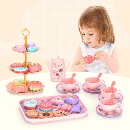 DIY Simulation Tea Food Cake Set Play House Kitchen Afternoon Tea Game Toys Gifts Pretend Play Toy For Children Kids Girls Gift.