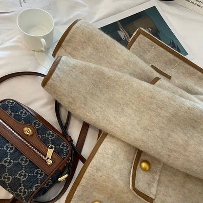 Vintage Cropped Tweed Jacket Women Thicken Quilted Blazer Korean Elegant Short Coat Winter Single Breasted Casual Outerwear Tops.