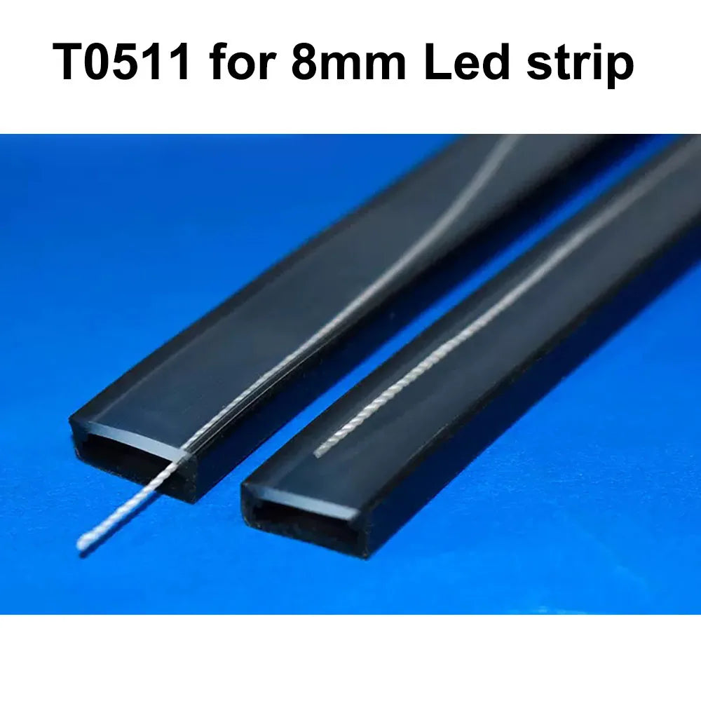 LED Silicone Neon Tube T0511 T0513 T0515 T0308 Flexible Protection Cover Transparent Matte Black Milky For 6-12mm WS2812  Strip.