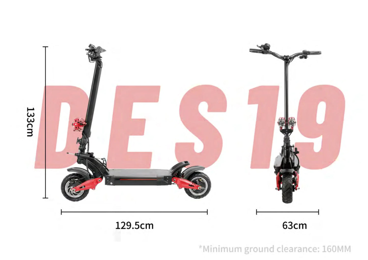 DECE DES20 Adult Electric Scooter 1200W*2 Motor E-Scooter  52V18AH Battery 10 Inch Tire City Escooter.
