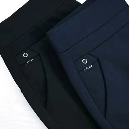 Büro Dame Koreanische Mode Gerade Hosen Weibliche Elastische Band Hohe Taille Feste Große Größe 5XL Frauen Herbst Elegante Hosen 2023