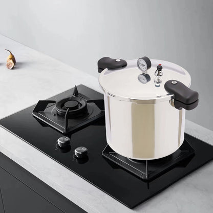 22L Aluminium Alloy Pressure Canner 90Kpa Thickened Explosion-proof Pressure Cooker Pot with Pressure Gauge and Safety Valve.