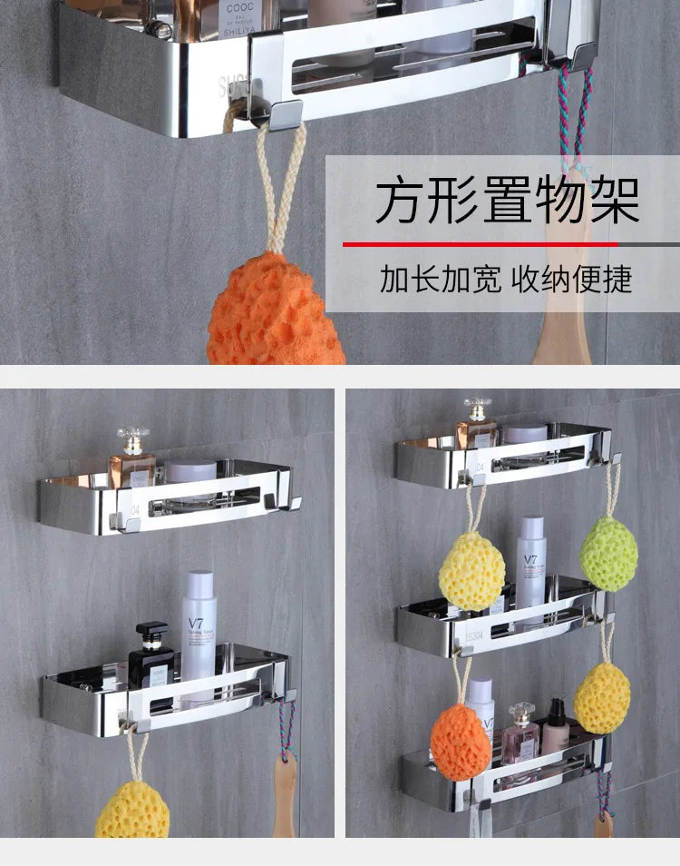 1/2 Schichten Eck-Duschregal für Badezimmer, Shampoo, Duschregal, Halter aus Edelstahl 304, stanzfrei, Küchenstativ, Eckständer