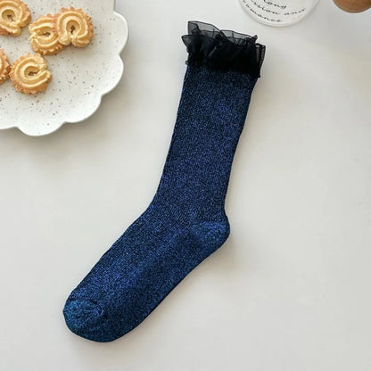Design Socks For Women Cute Sweet Daily Casual Korean Style Women's Socks Autumn Winter Long Fashion Lace Edge Chaussettes Femme.
