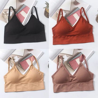 Kit 4 Women Seamless Bra Set, Sexy Beautiful Back Cotton Bra Comfortable Breathable Padded Bra Underwear.