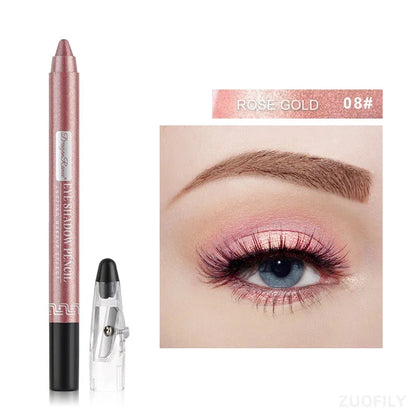 12Colors Glitter Eyeshadow Pen Long Lasting Matte Eye Shadow Palette Shiny Highlighter Silver Purple Eyeliner Pencil Cosmetics