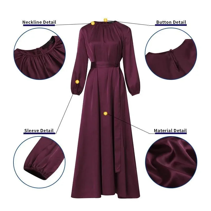 Muslim Maxi Dresses for Women Arabian Simple Loose Solid Elegant Dubai Turkey Islamic Temperament Muslim Plain Abayas for Women.