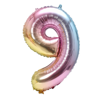 32 Zoll Regenbogen-Farbverlaufs-Zahlen-Folienballon 1-9 für Kindergeburtstag, Party-Dekoration, Babyparty, Brautparty, weitere Optionen verfügbar