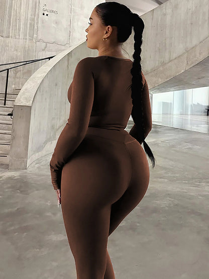 Dulzura Women 2024 Spring Autumn Long Sleeve Crop Tops Long Pants Two Piece Matching Sets Tracksuit Wholesale Items S3613114K.