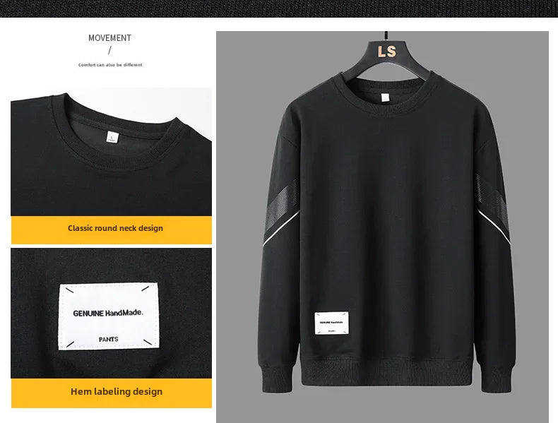 Spring Autumn Men's Casual Sports Suit Round Neck Sweatshirt Long Sleeves Pants One Whole Set Clothing Fashion.