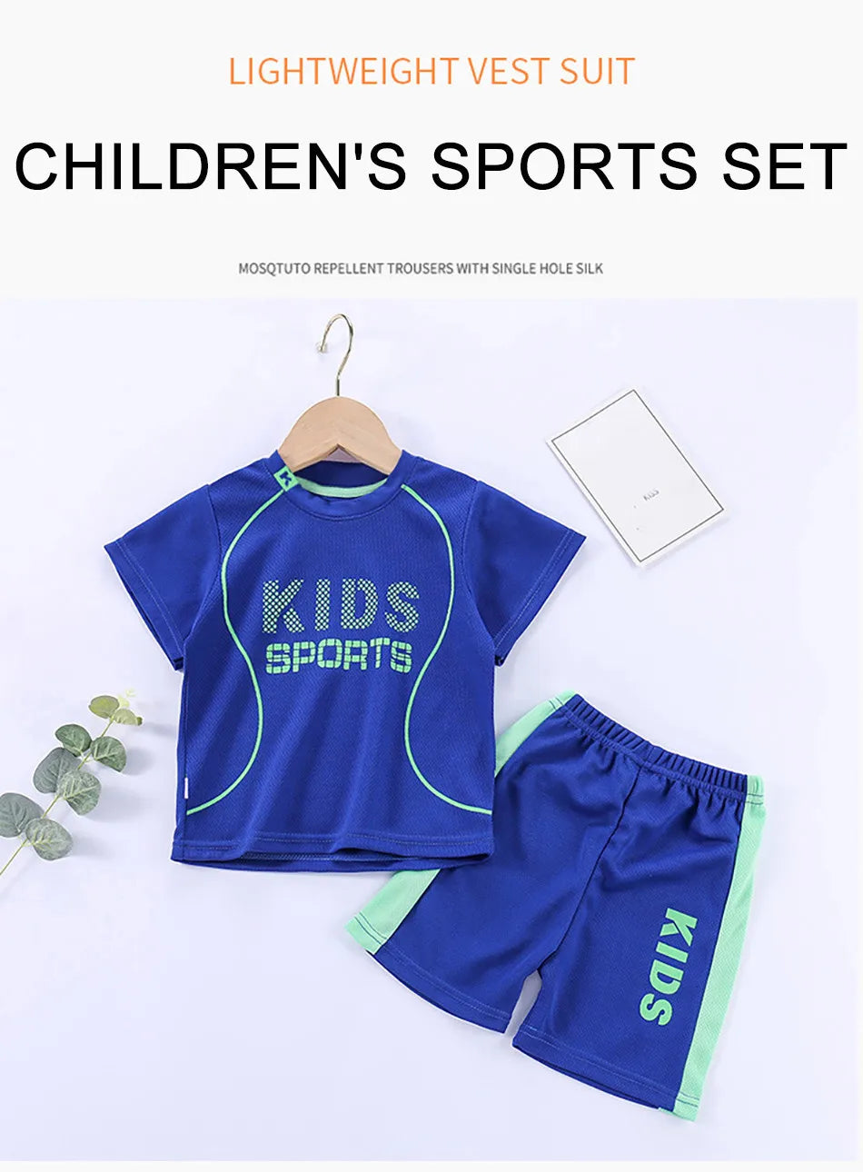 Kids Clothes Set Boy Girl Shorts and Short Sleeves Summer Clothing Sport Casual Children Top and Bottom Clothes Set.