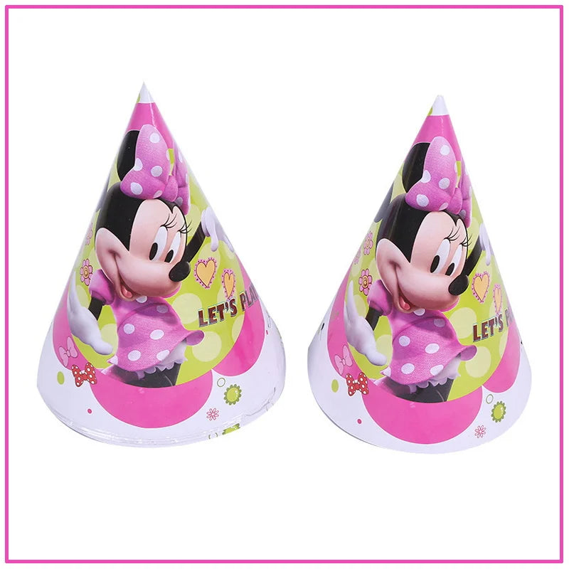 Disney Minnie Mouse Birthday Party Decoration Pink Minnie Paper Cups Plates Napkin Tablecloth Tableware Balloosn Baby Shower Kid