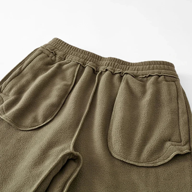 Men's Wool Sweatpants 2024 Winter New Thickened Double-Sided Fleece Casual Trousers Jogger Men's Outdoor Down Cotton Warm Pants