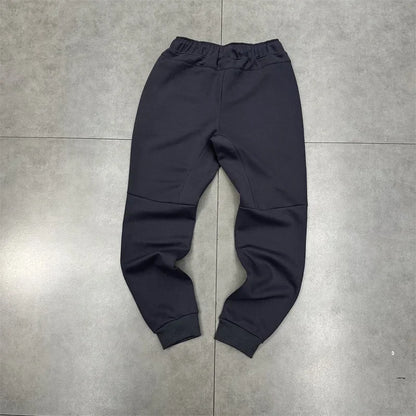 Casual Embroidered Fleece Lined Open Cardigan Hooded Zipper Pants Set for Men And Women Color Block Design by Syna.