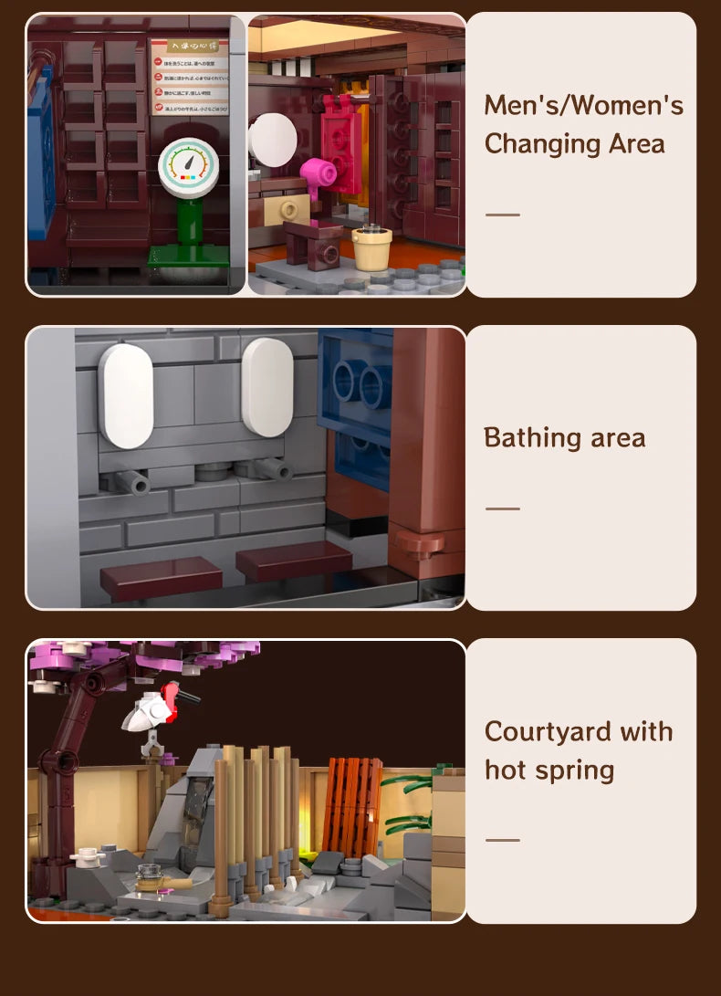 Cada Japanese Sushi HouseBricks Shop LED Japanese Steamed Bun House Building Blocks Summer Cafe cada Toy Street View Series set.