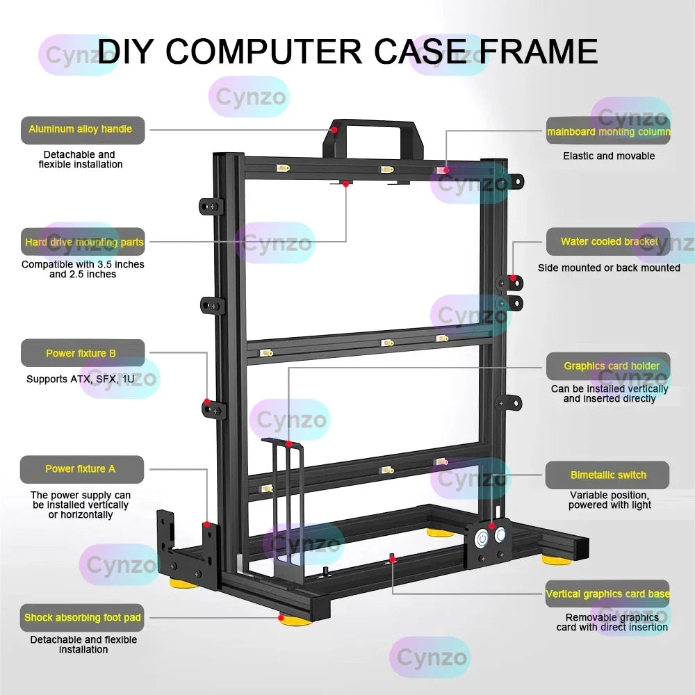 DIY  Gamer Cabinet ITX MATX ATX Open Computer Case Frame Aluminum Alloy Desktop Portable PC Rack DIY Personalized Chassis.
