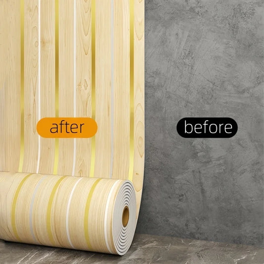 Foam Wallpaper Wall Panel with Gold Studded for Kitchen Backsplash Bathroom Waterproof Aluminum Foil Bottom Stripe Wall Stickers