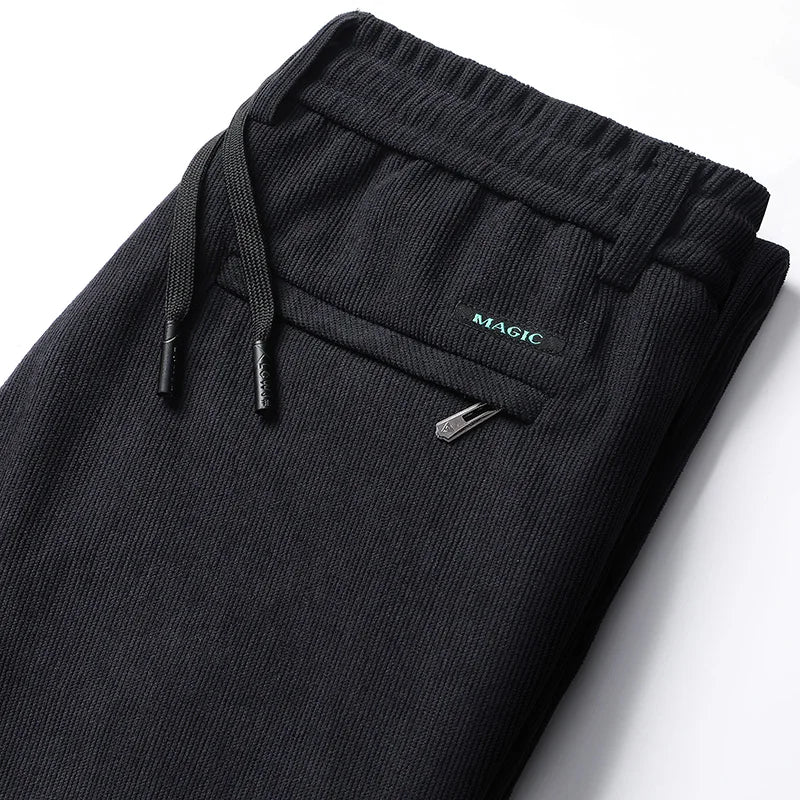 Men's Casual Pants Elastic Waist Sweatpants Autumn Winter Clothes Drawstring Trousers Male Corduroy Warm Large Size Pants.