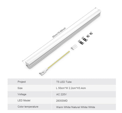No Flickering T5 LED Tube 15W 50CM LED Light Bulb AC110V-220V Bright Fluorescent Tube For Study Table Lamp Home Cabinet Lighting.