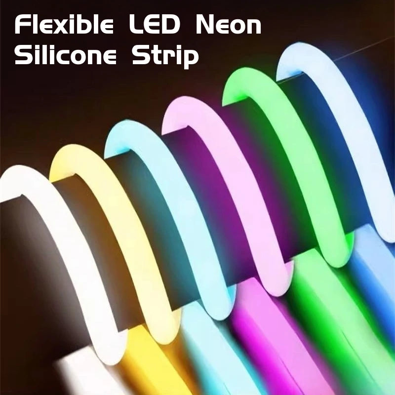 360° Glowing Round LED Neon Tube Rope Lamp Flexible Silicone Diffuser Channel WS2811 WS2812B Soft IP65 Outdoor Tape Strip Lights.