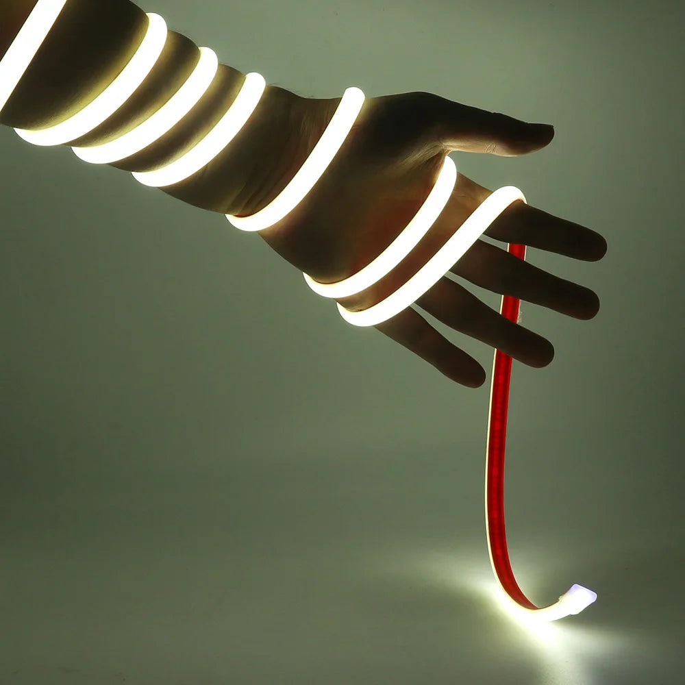 IP68 Waterproof COB LED Neon Strip Light 5m 10m 15m 20m 0.5m 12V 24V 320LED Flexible Tape Silicone Tube Lamp Liner Lighting RA90.