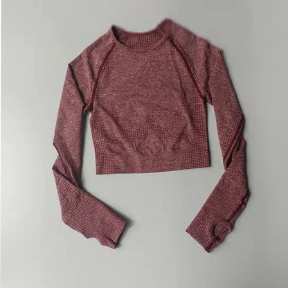 Seamless Shirts Crop Top Long Sleeves Shirts for Women Sports Fitness Gym Clothing Workout Tops Sports Shirts