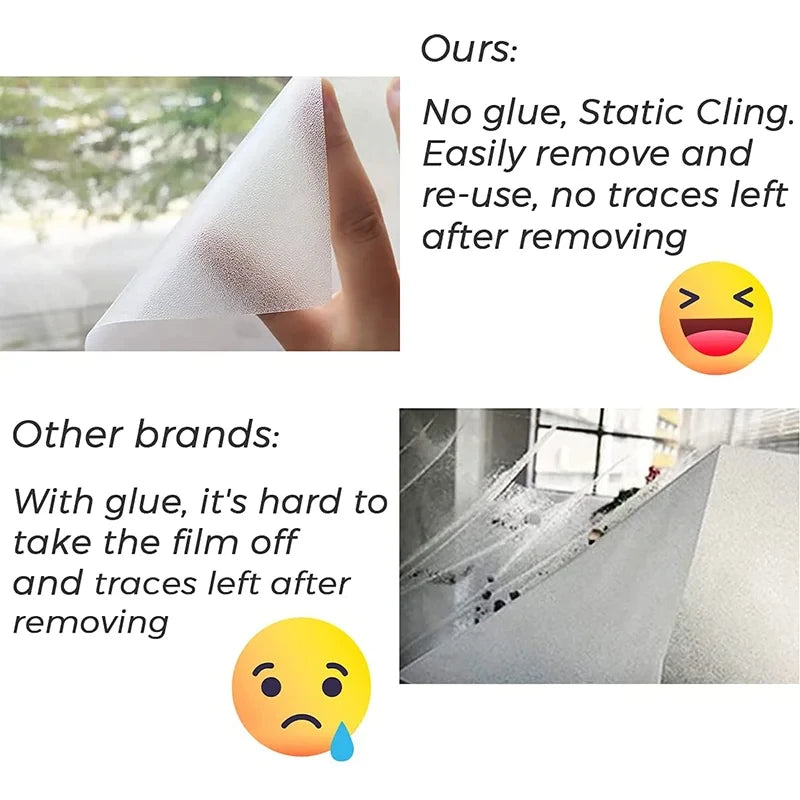 Frosted Anti Look Window Privacy Film Non Adhesive Static Cling Bathroom Shower Window Glass Sticker Sun Blocking Door Movie.