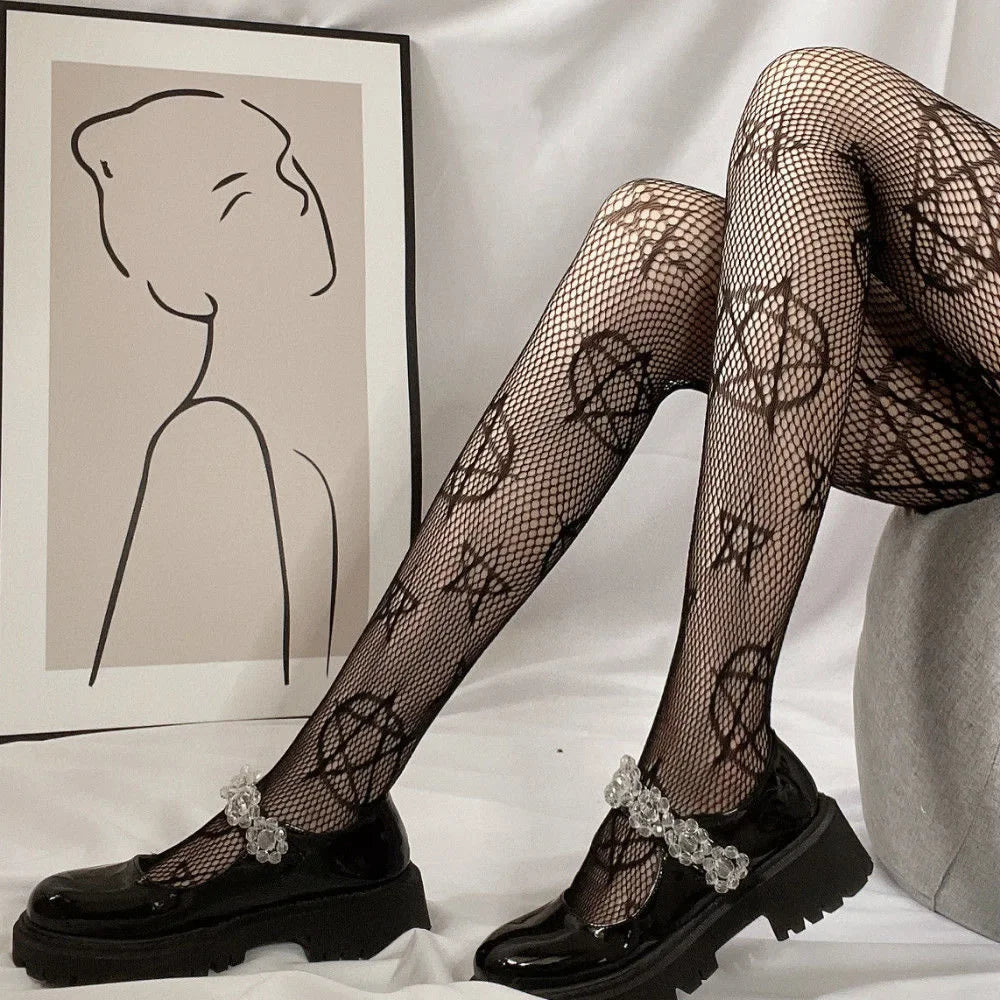 Japanese Lolita Retro Floral Rattan White Stocking Hot Tights Classic Lolita Hollowed Out Lace Mesh Stockings Bottomed Pantyhose