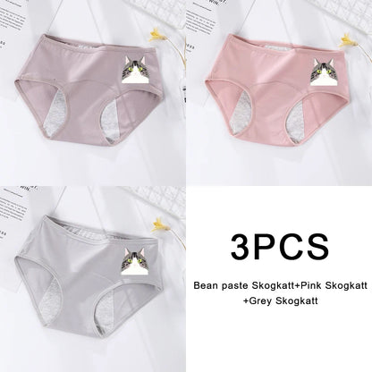 3PCS/set Women's menstrual briefs large flow postpartum water absorption leakproof briefs women's pure cotton menstrual briefs