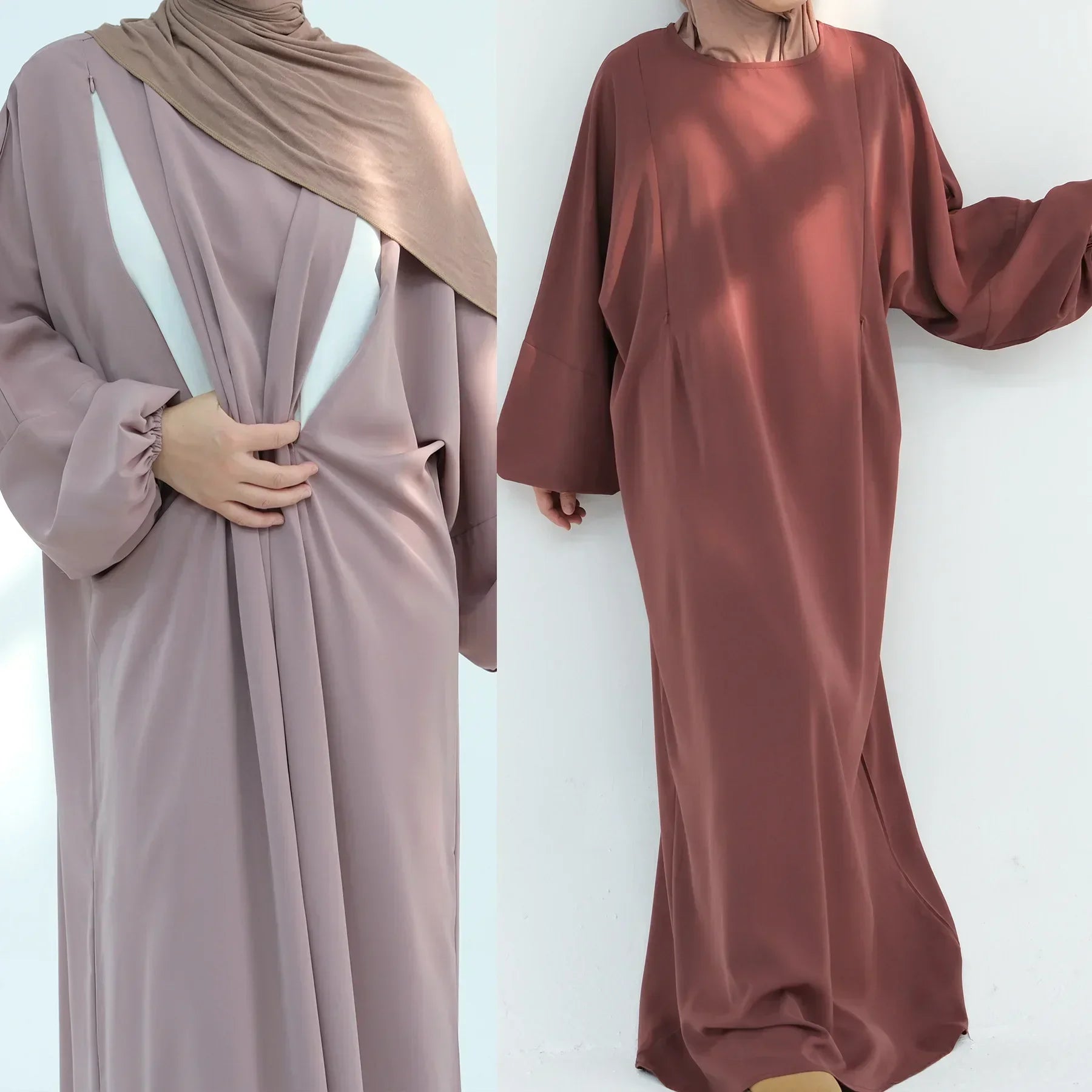 Women Dress Soft Nida Nursing Mother Abaya with Side Zip Front Islamic Clothing Puff Sleeves Breastfeeding Abaya Modest Dresses.