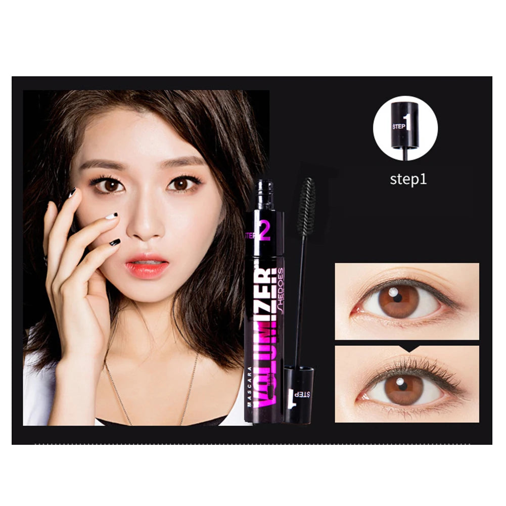 2 in 1 Curling Mascara Eye Cosmetics Waterproof Long Lasting Not Blooming Black Natural Thick Curling Lengthening Mascara Makeup.