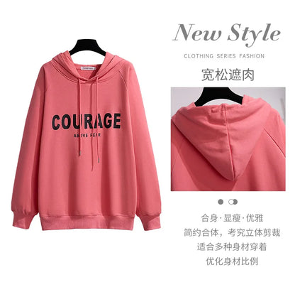 175 kg Plus Size Damen Büste 170 Frühling Herbst Lose Brief Kapuzenpullover Sweatshirt Schwarz Rot Weiß 4XL 5XL 6XL 7XL 8XL 9XL