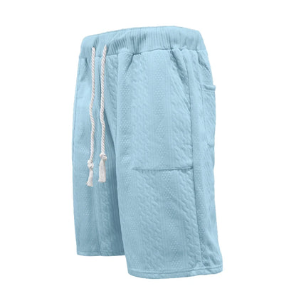 2024 Summer New Men's High Street Casual Loose Jacquard Sportswear V-Neck Short Sleeve Shorts Men's Fashion Suit