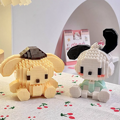 KEEPPLEY Sanrio Anime Hello Kitty My Melody Cinnamoroll Pompompurin Kuromi Building Blocks Girl Kid Holiday Christmas Gift.