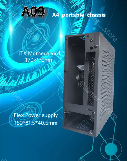 A09 3.8L ITX Chassis A4 HTPC Portable Computer PC Support PCIe 2.5' SSD Drive Mini IPC Flex PSU Case.